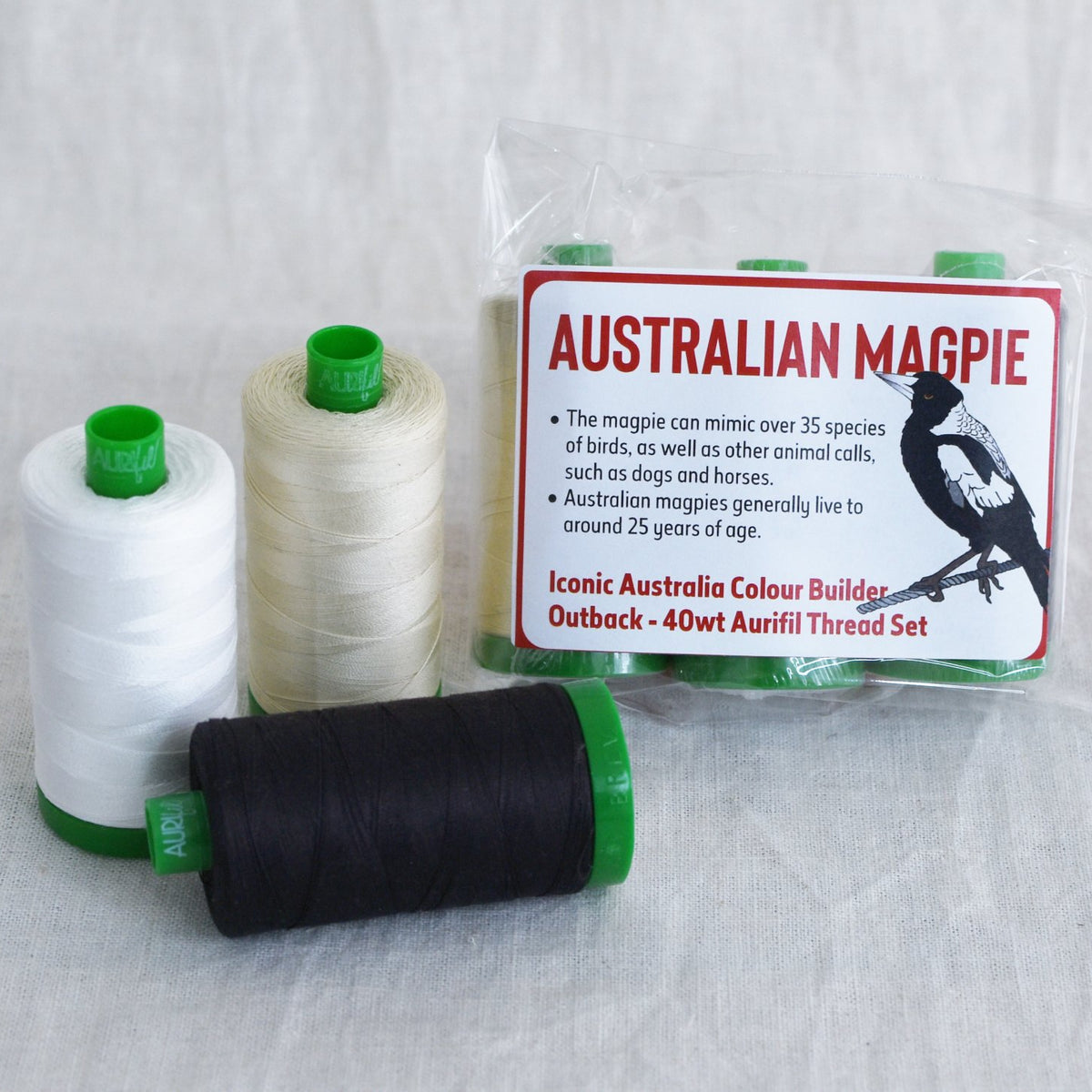 Iconic Australia Aurifil Thread Set - Outback 40wt Large - Black & Whi ...